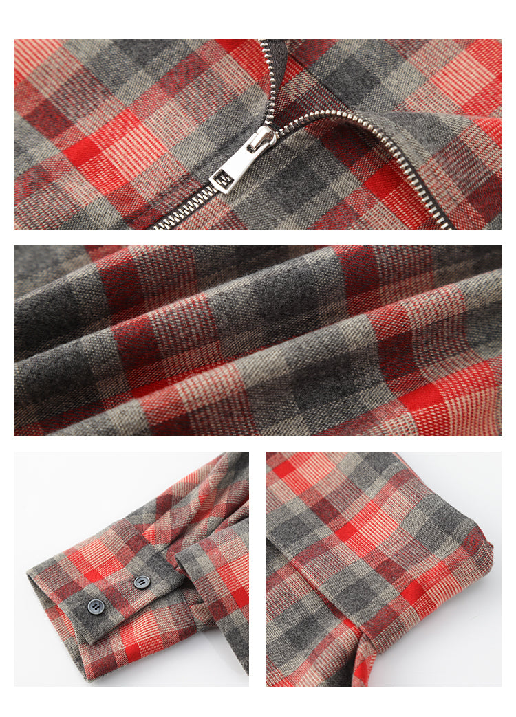 Convertible Zip-Up Plaid Top