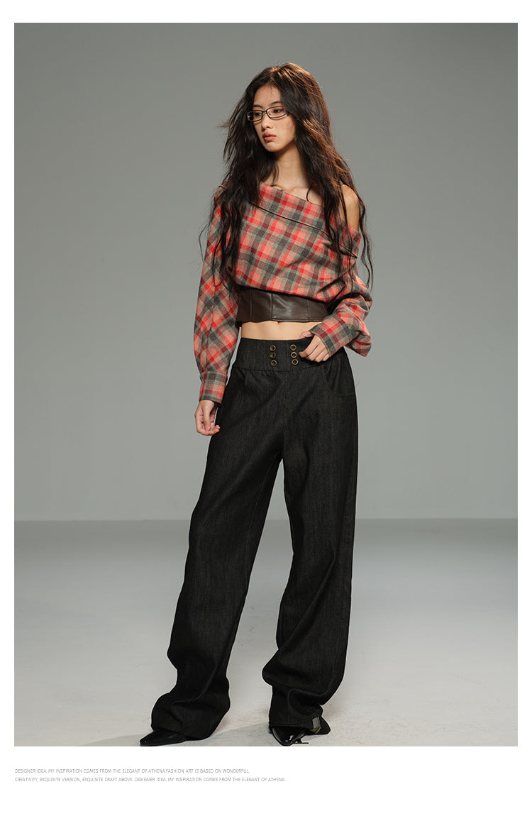 Convertible Zip-Up Plaid Top