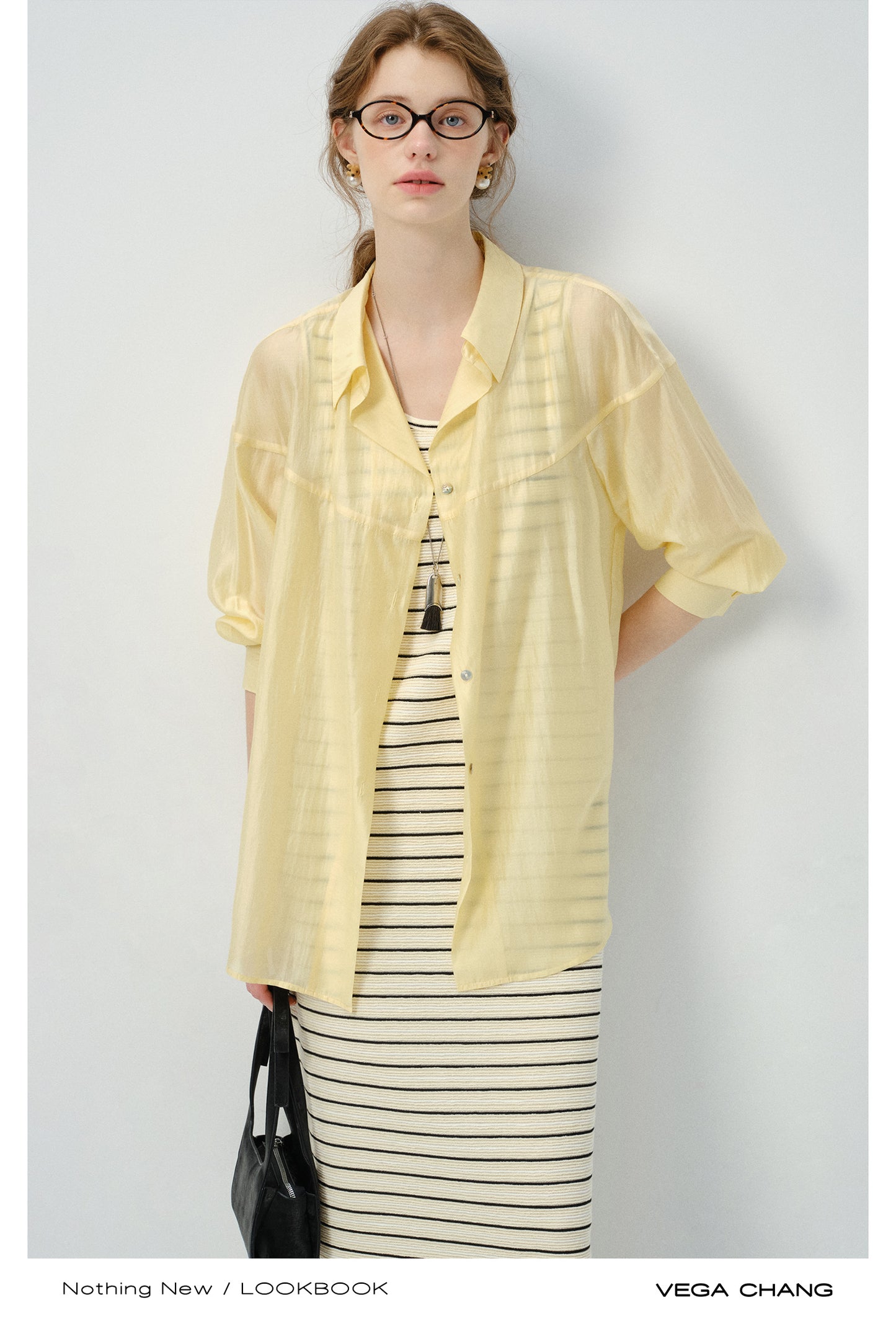 Sheer Lyocell Button-Up Shirt