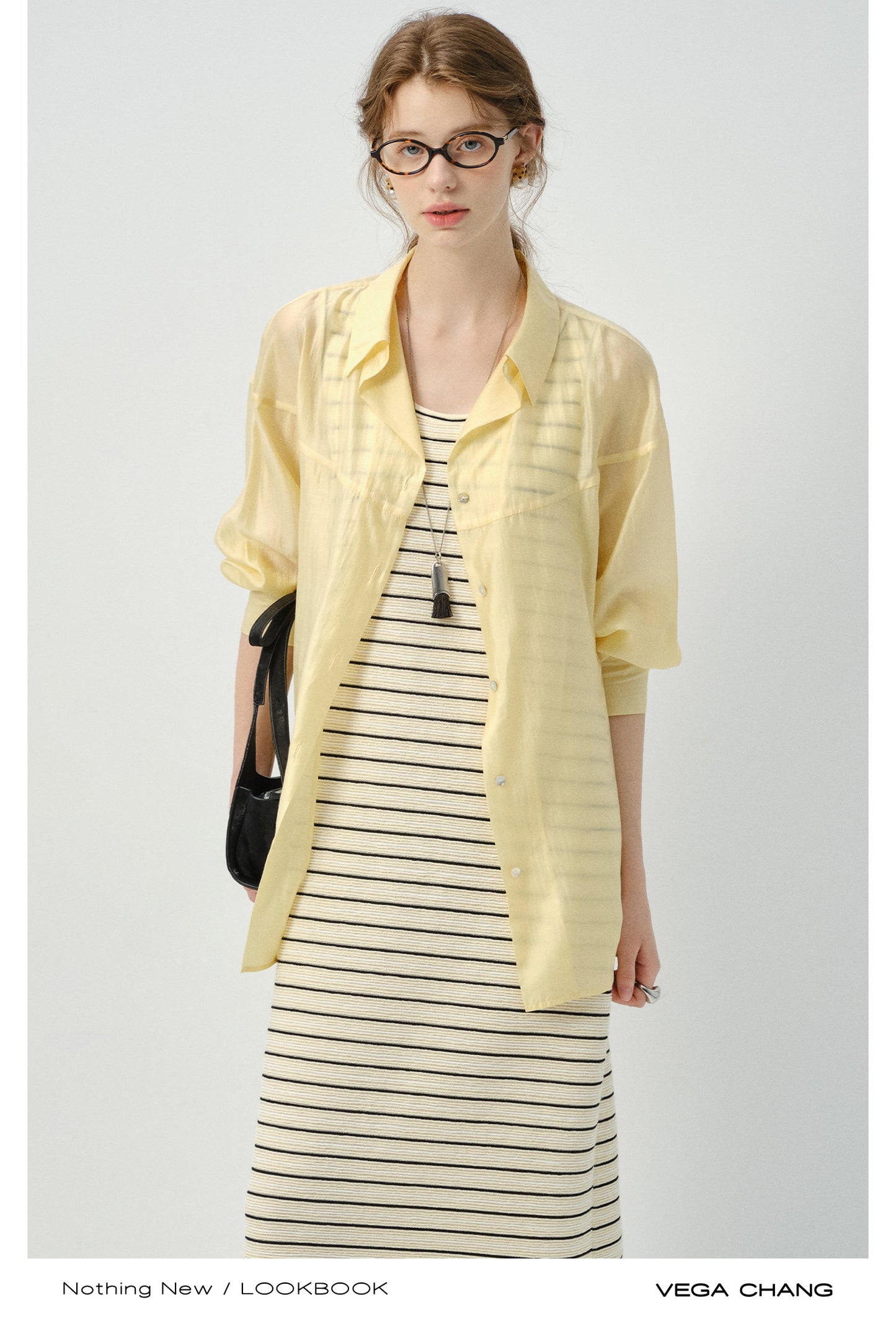 Sheer Lyocell Button-Up Shirt