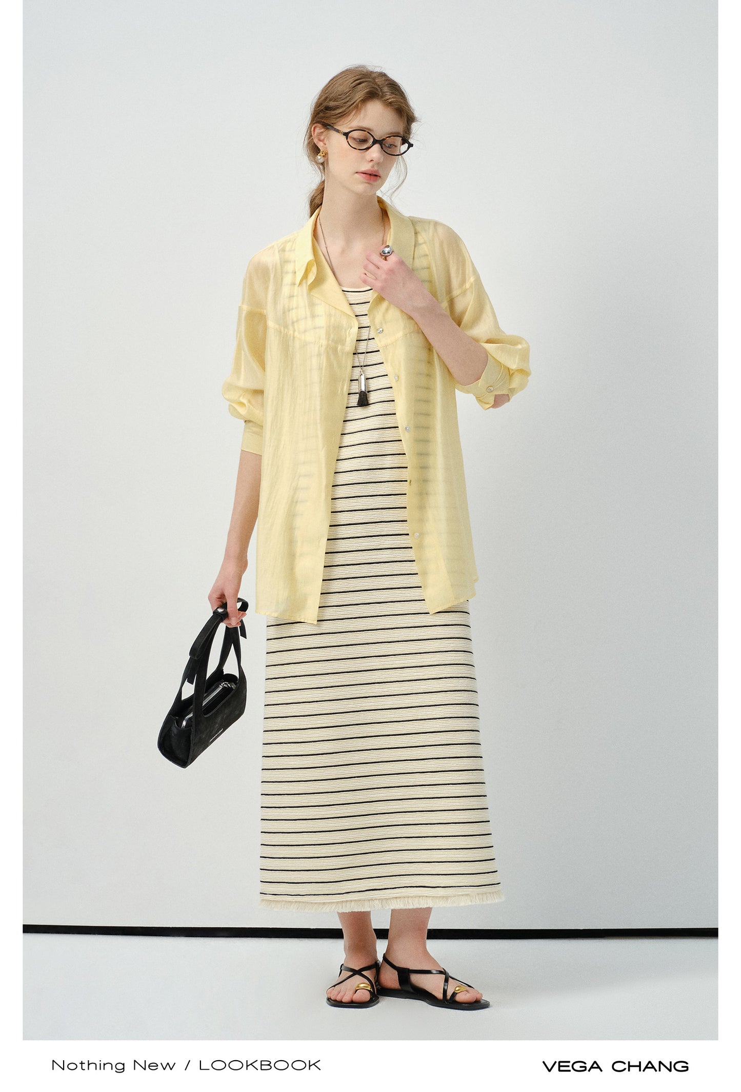 Sheer Lyocell Button-Up Shirt