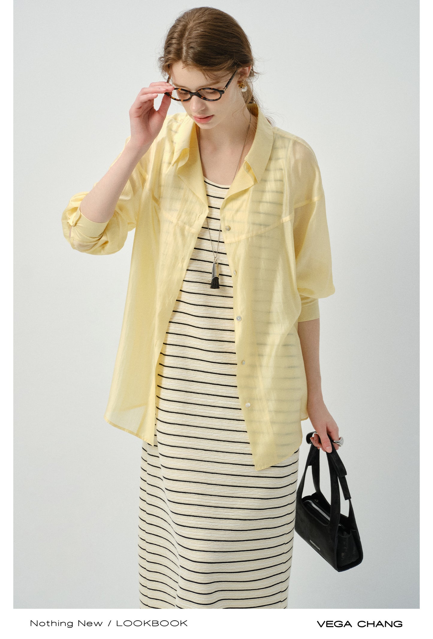 Sheer Lyocell Button-Up Shirt