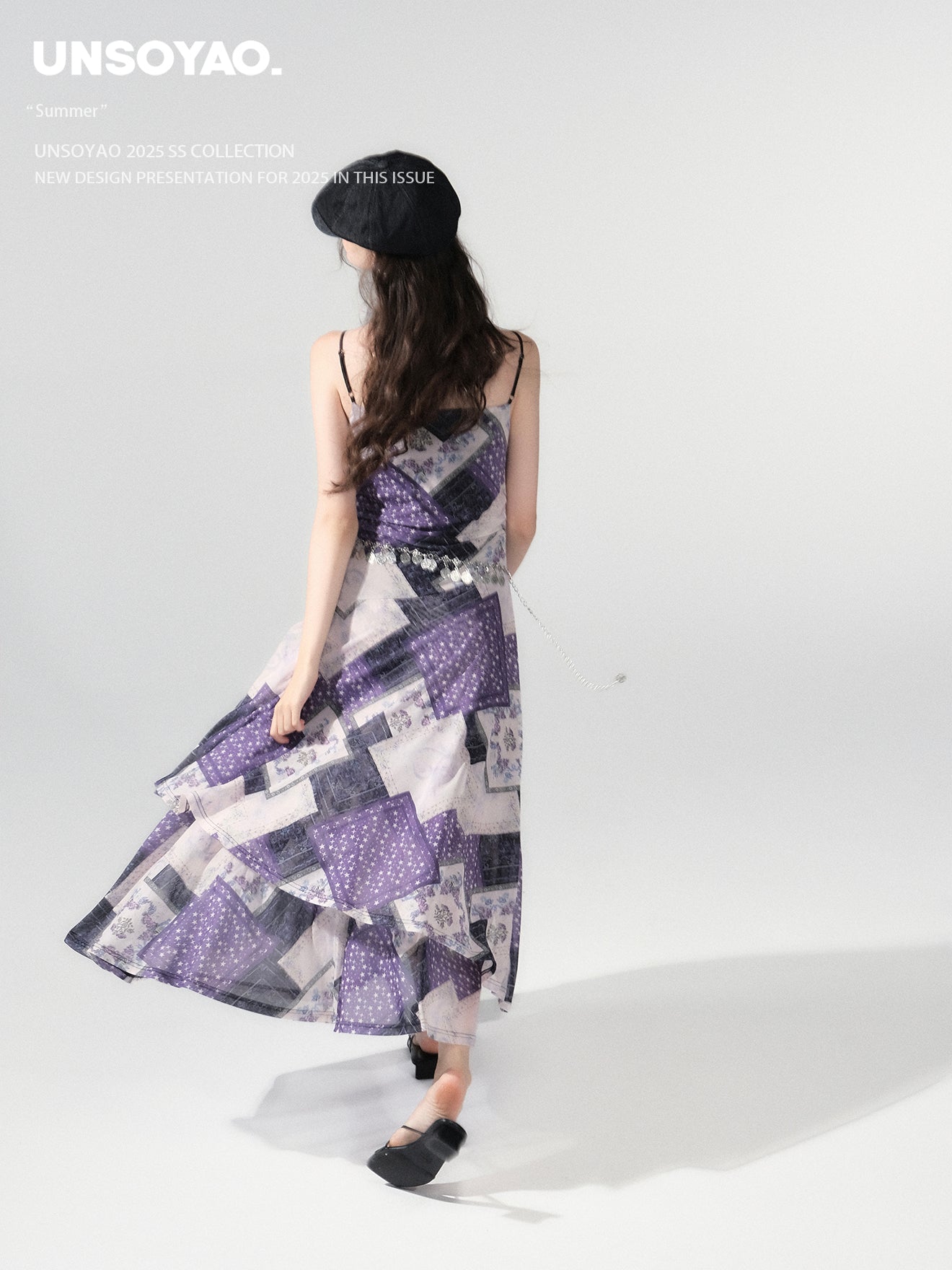Draped Patchwork Print Stretch Cami Dress