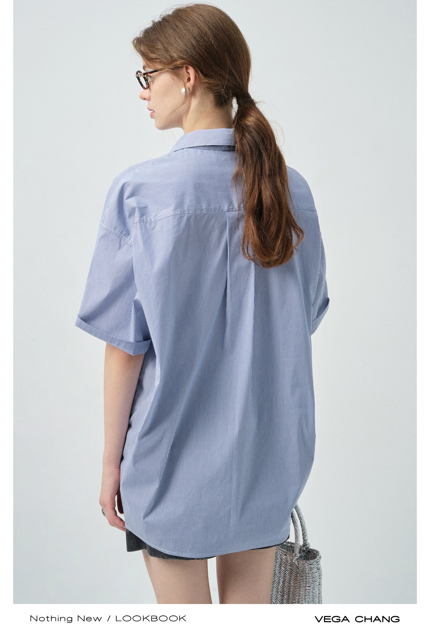 Asymmetrical Cat Patch Striped Shirt