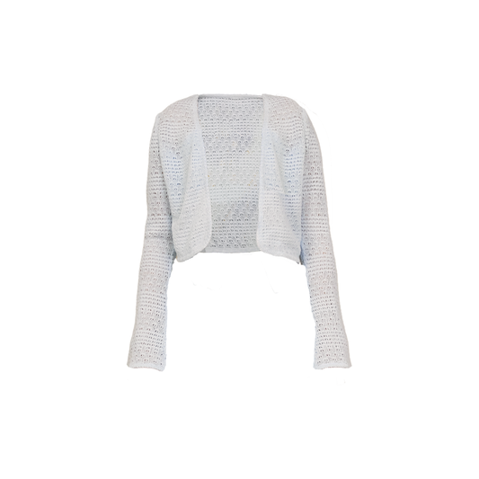 Lace Knit Cropped Cardigan With Open Front