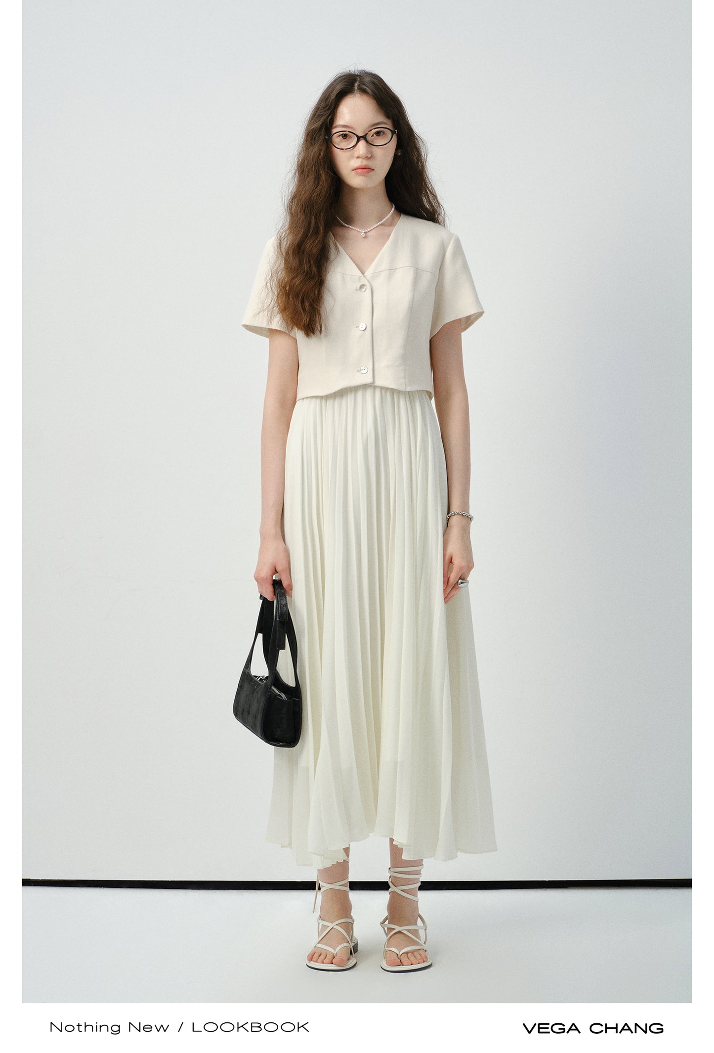 Faux Two-Piece Accordion Pleated Dress