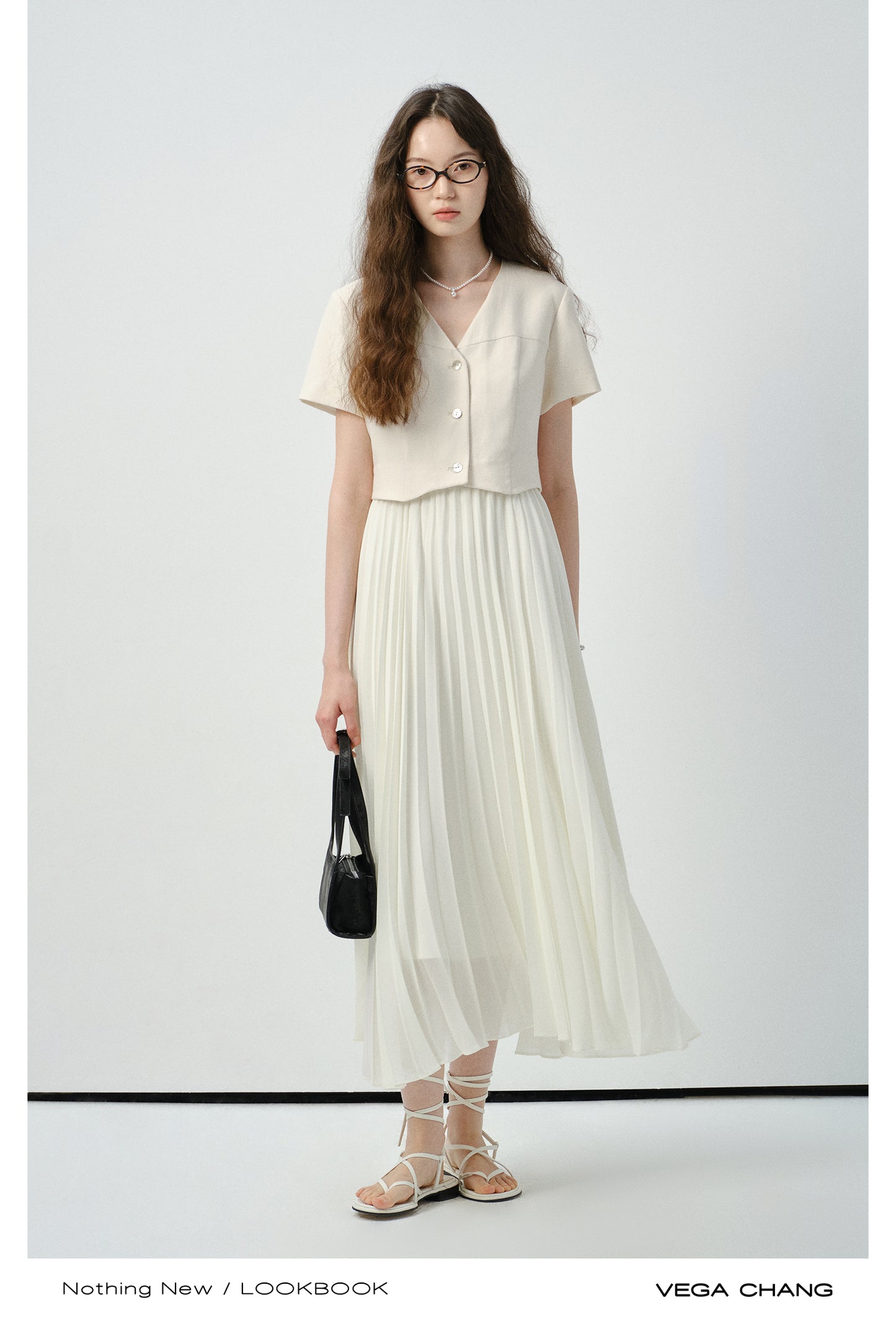 Faux Two-Piece Accordion Pleated Dress