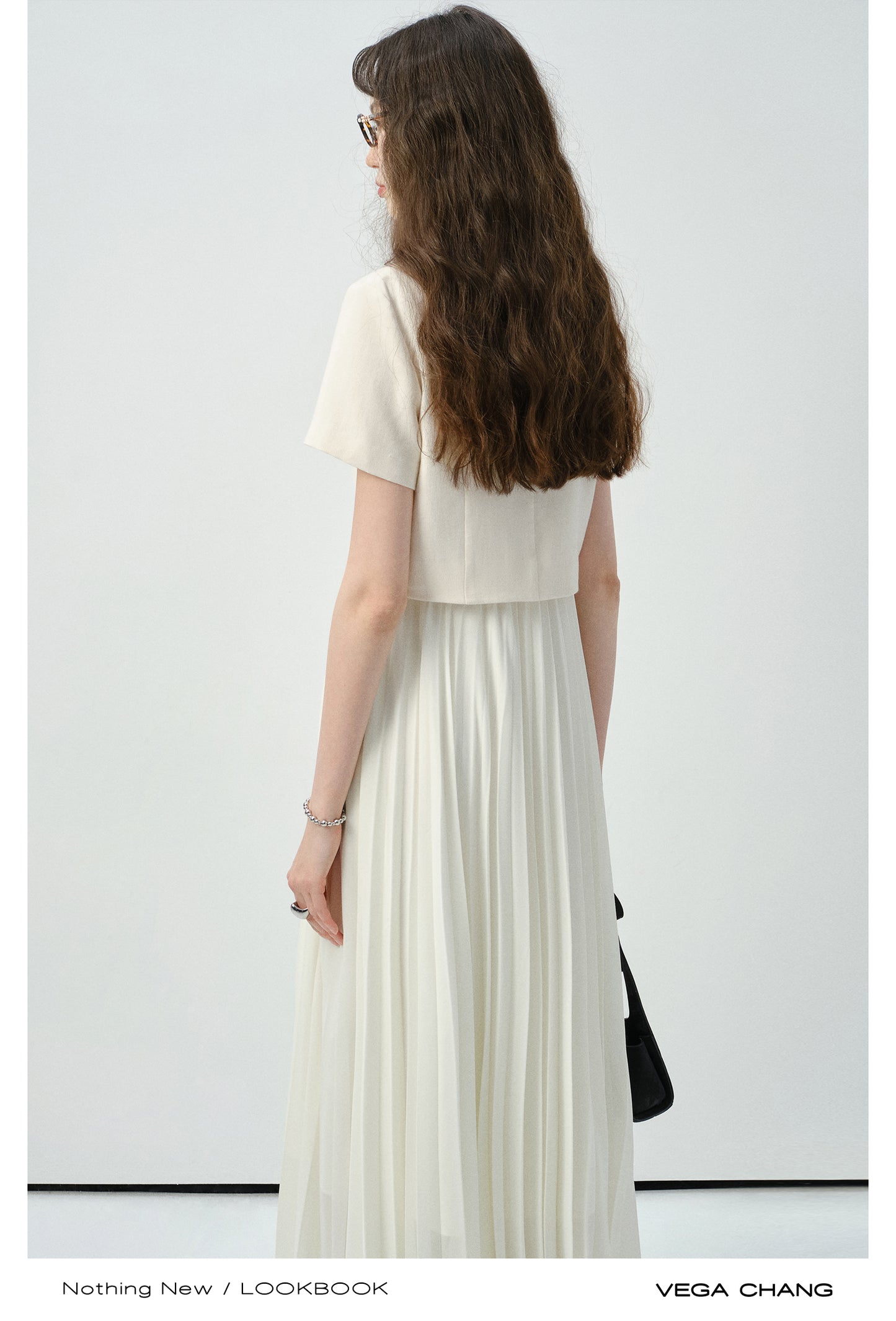 Faux Two-Piece Accordion Pleated Dress