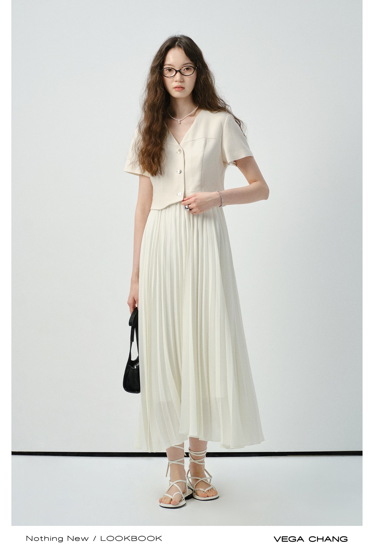 Faux Two-Piece Accordion Pleated Dress