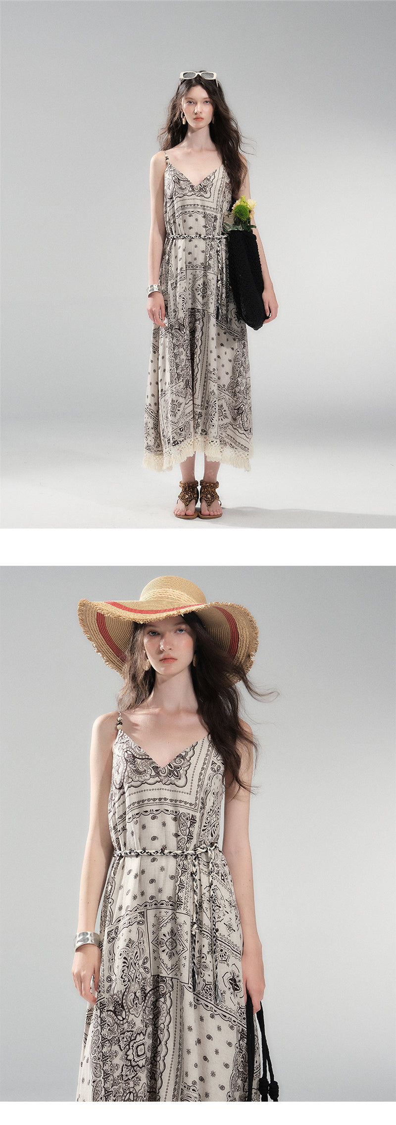 Paisley Print V-Neck Cami Dress