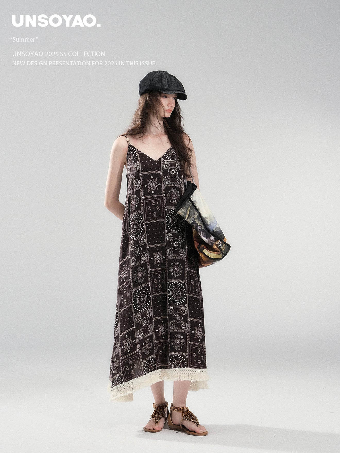 Paisley Print V-Neck Cami Dress