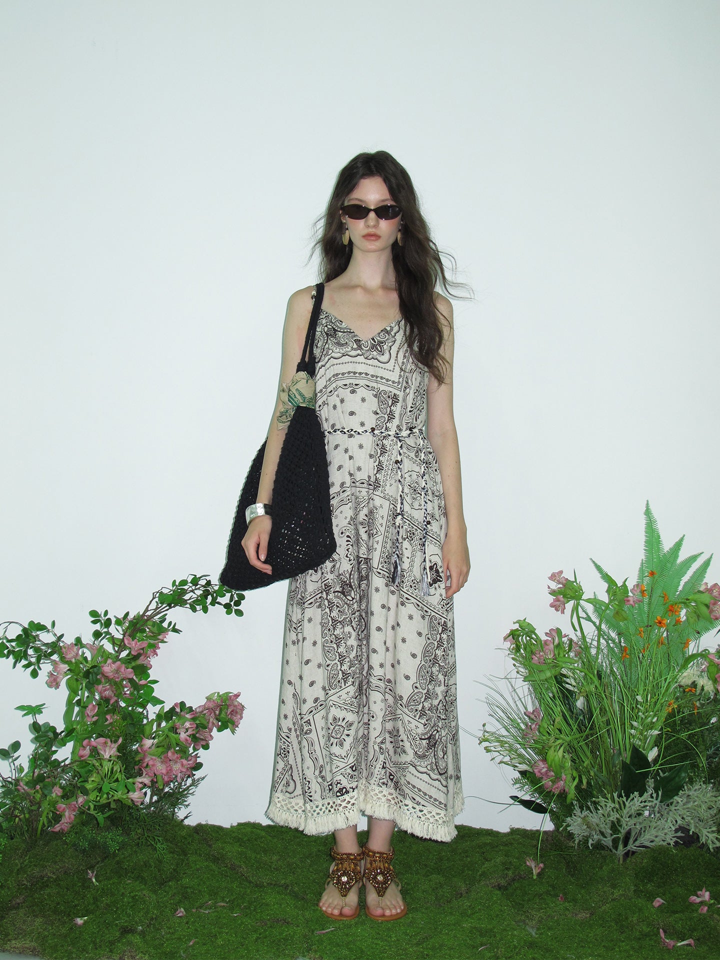 Paisley Print V-Neck Cami Dress