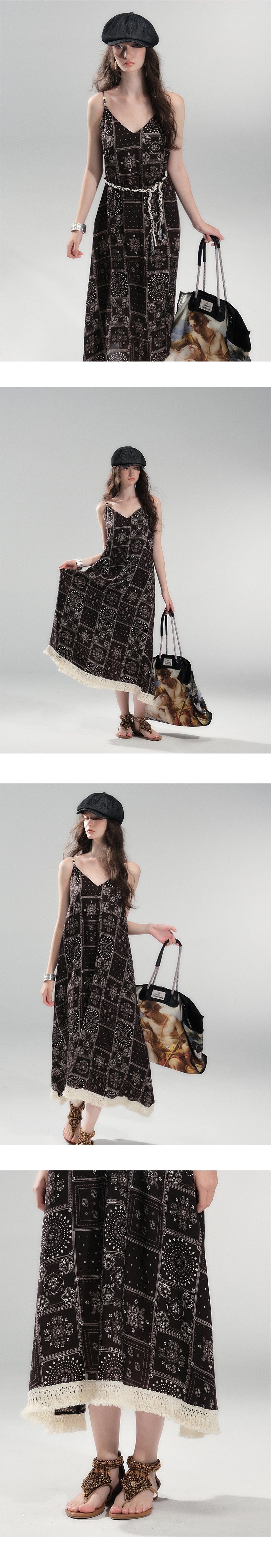 Paisley Print V-Neck Cami Dress