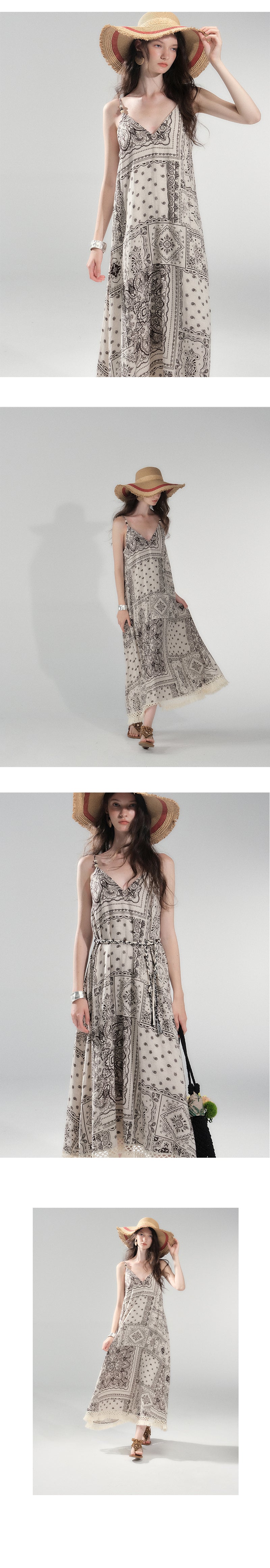 Paisley Print V-Neck Cami Dress