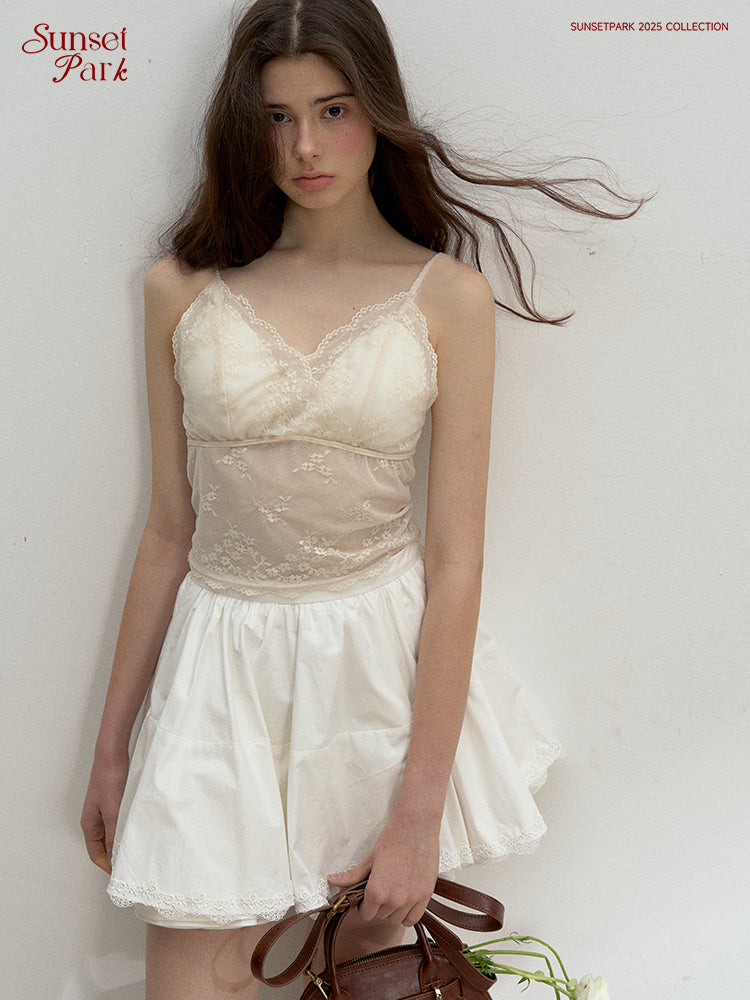 Sheer Lace Camisole With Embroidered Detail