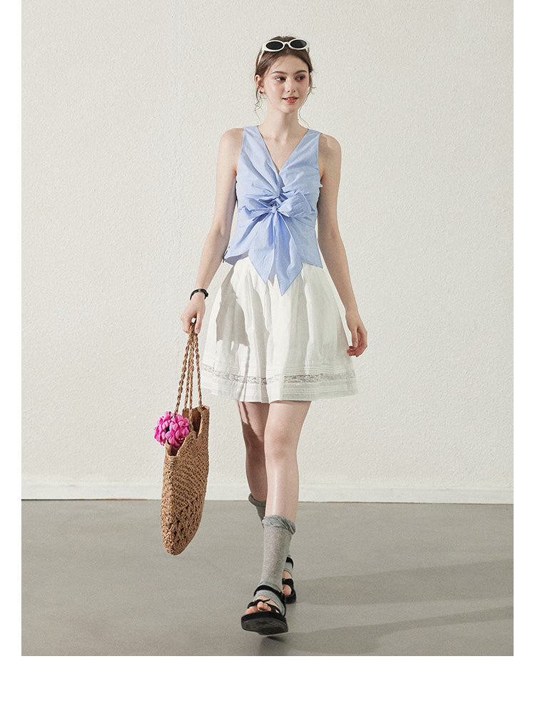 Dolphin Bay Twisted Cotton Top In Tiny Gingham