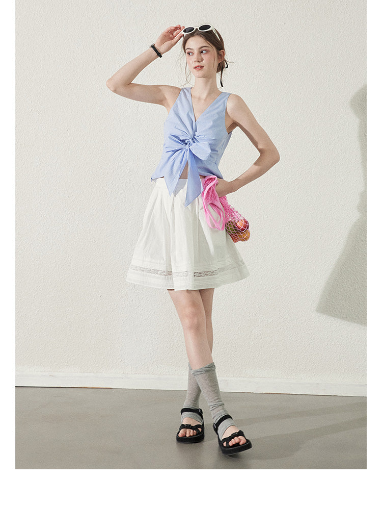 Dolphin Bay Twisted Cotton Top In Tiny Gingham