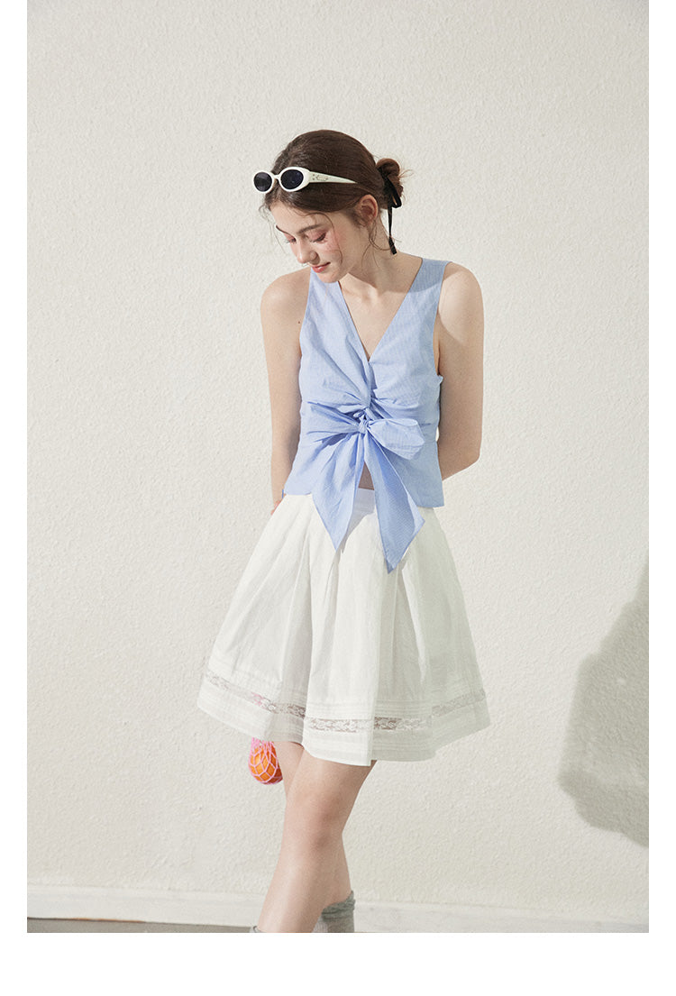 Dolphin Bay Twisted Cotton Top In Tiny Gingham