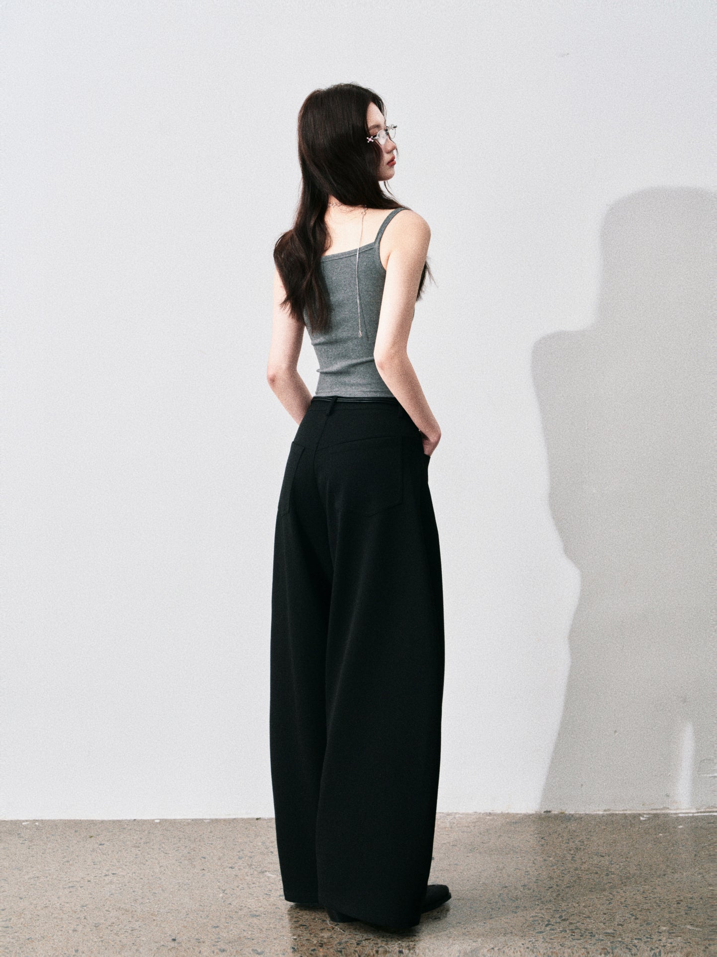 Wide-Leg Scimitar Pants With Cord Belt