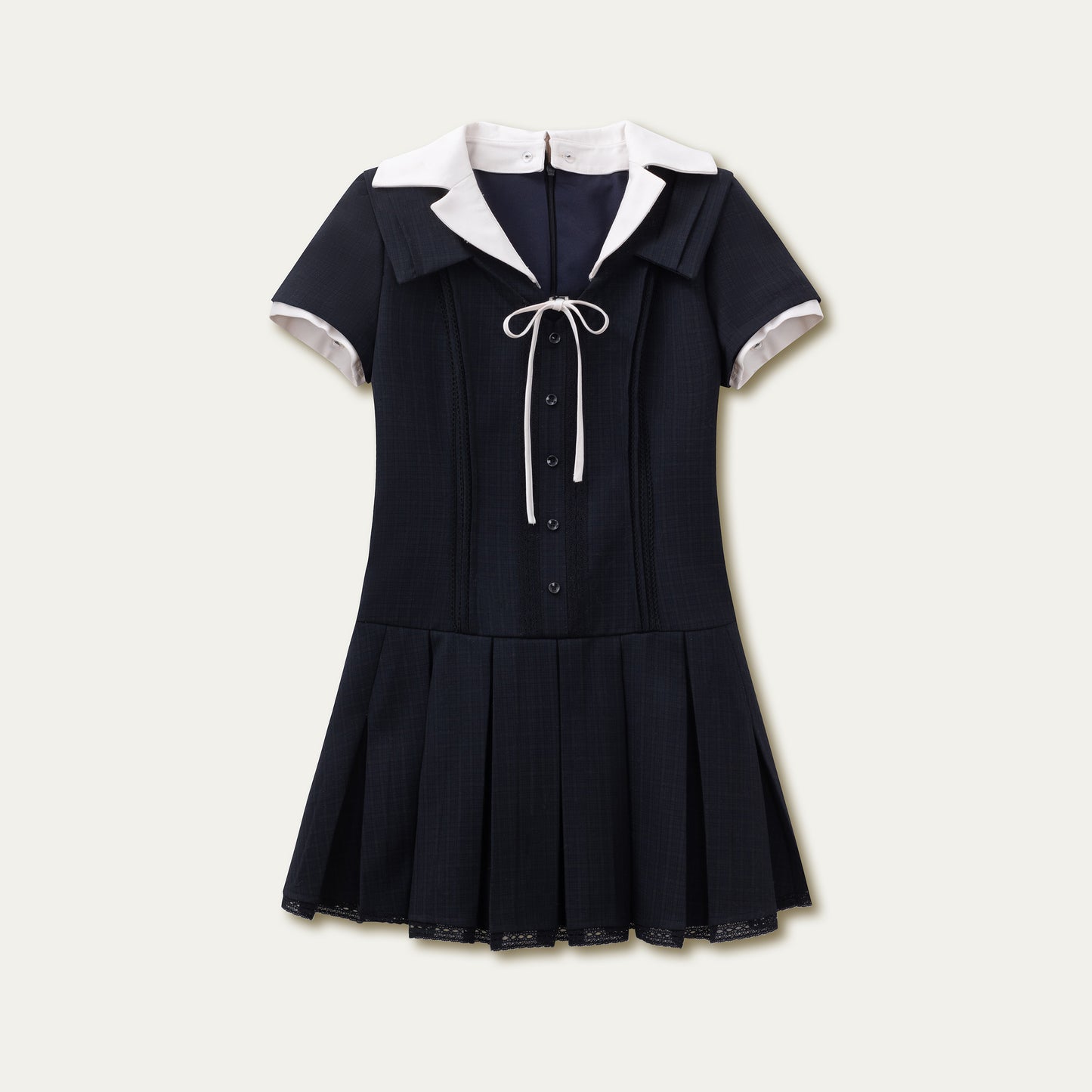 College-Style Open Collar Slim Fit Dress