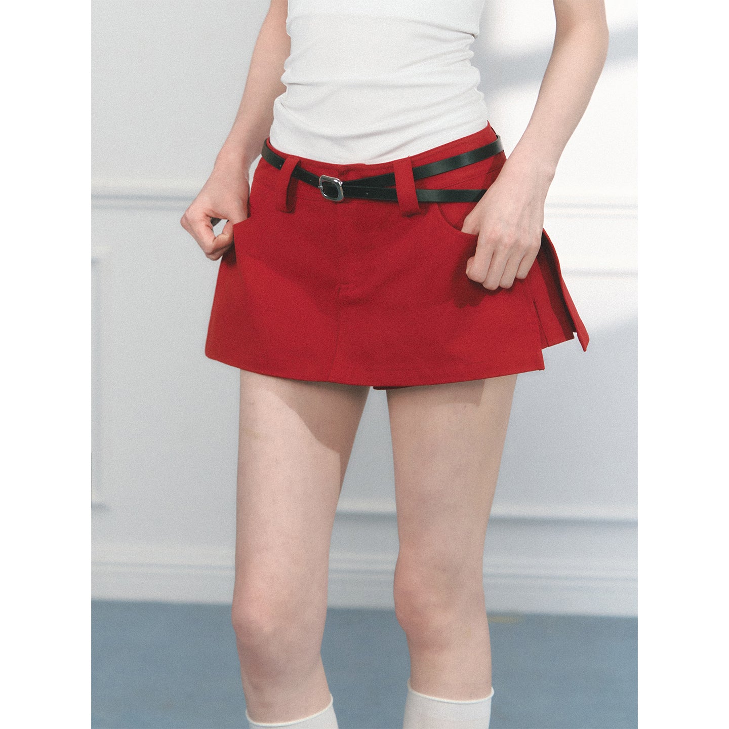 Micro A-Line Skort With Side Slit