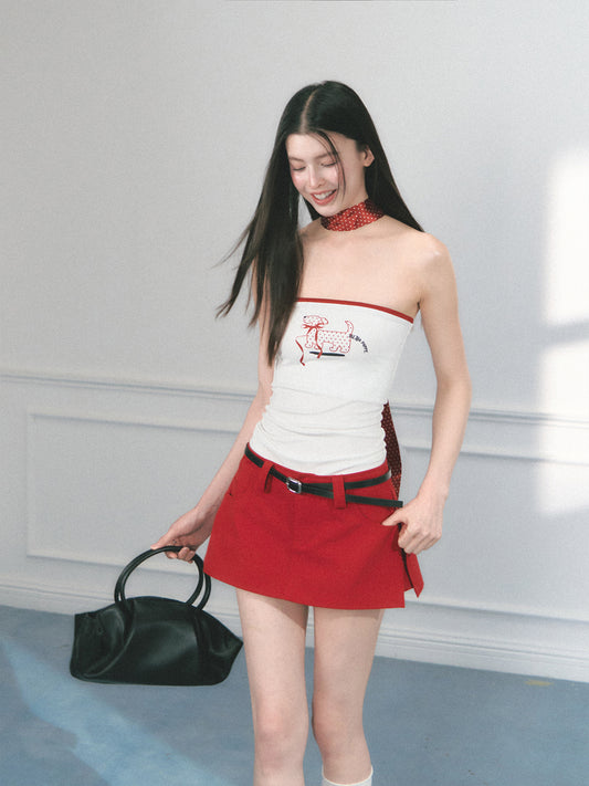 Micro A-Line Skort With Side Slit