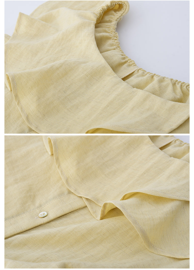 Flutter Collar Two-Way Ruched Blouse
