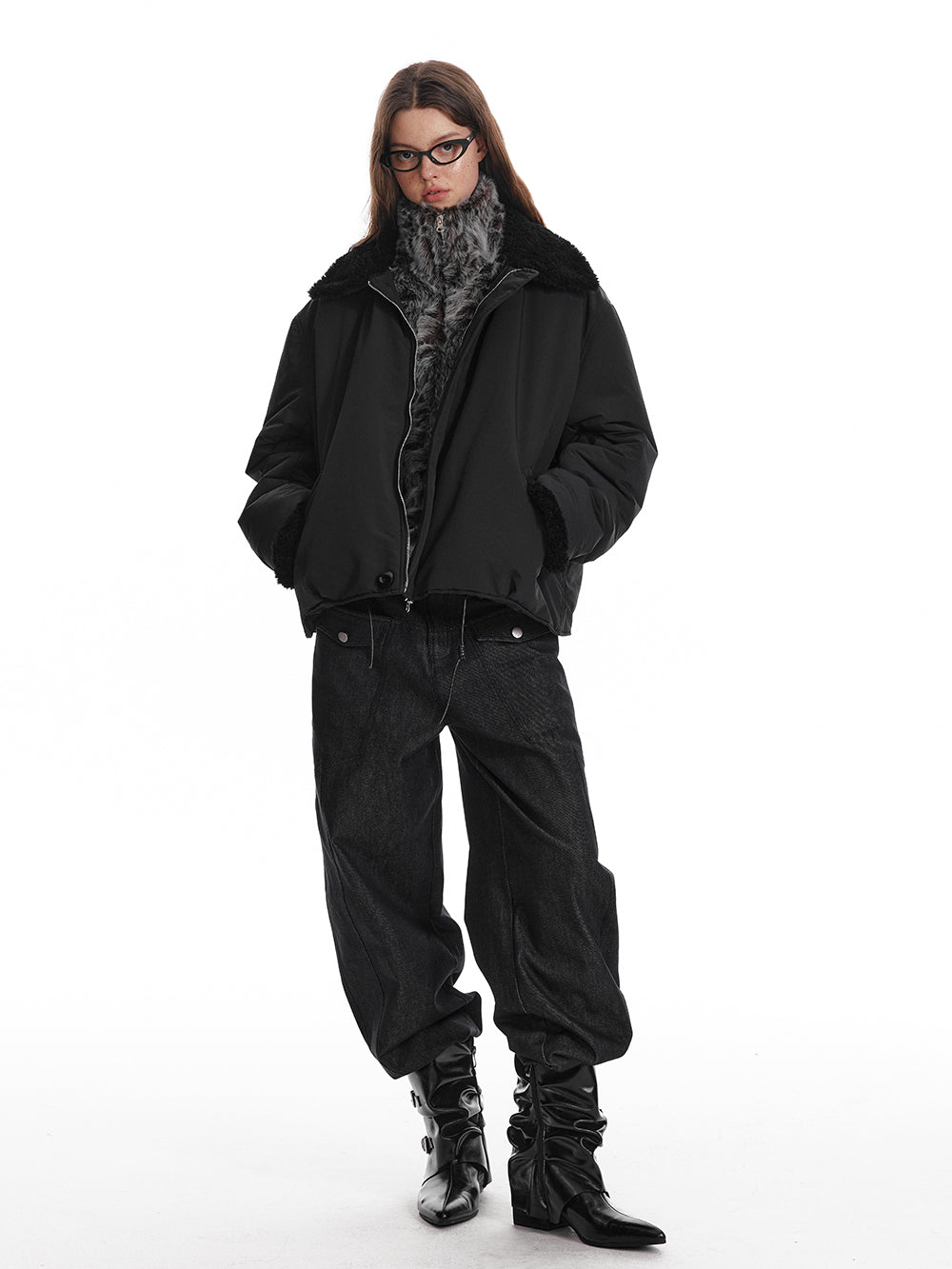 Dual-Zip Faux Fur Lined Jacket