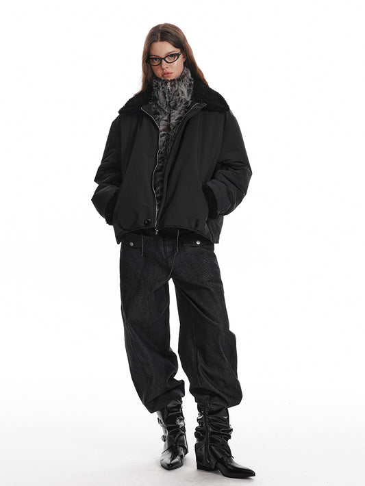 Dual-Zip Faux Fur Lined Jacket