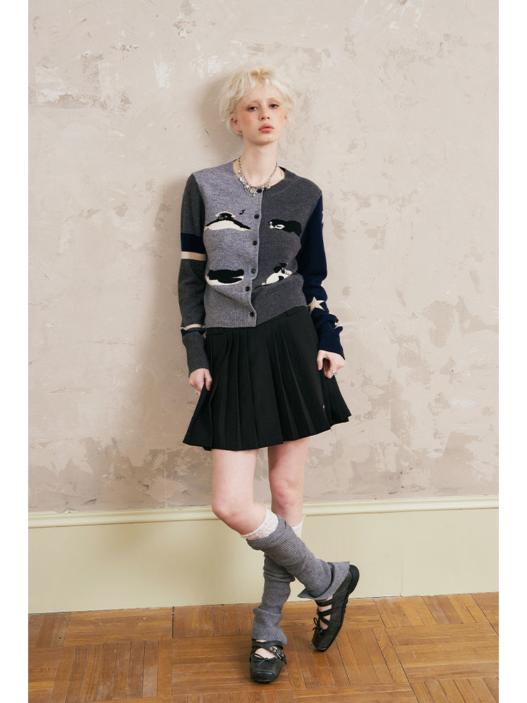 Preppy Pleated Skirt With Logo Metal Charm