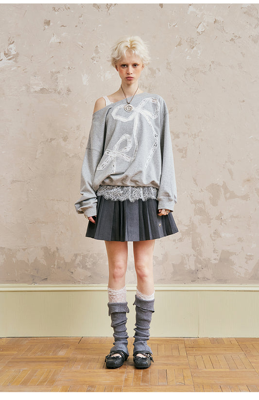 Preppy Pleated Skirt With Logo Metal Charm