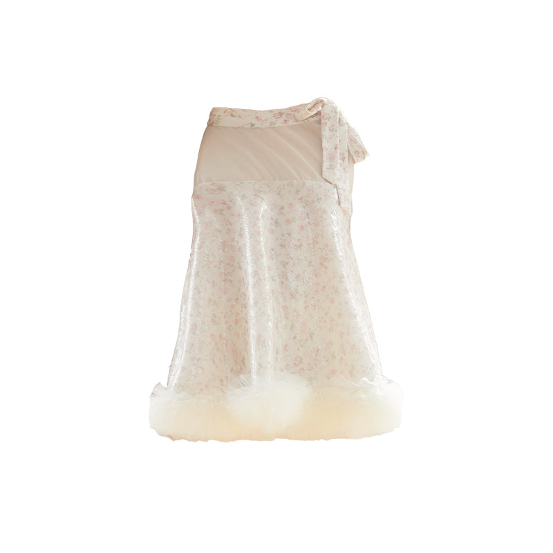 Sequin Floral Babydoll Top With Ruffled Hem