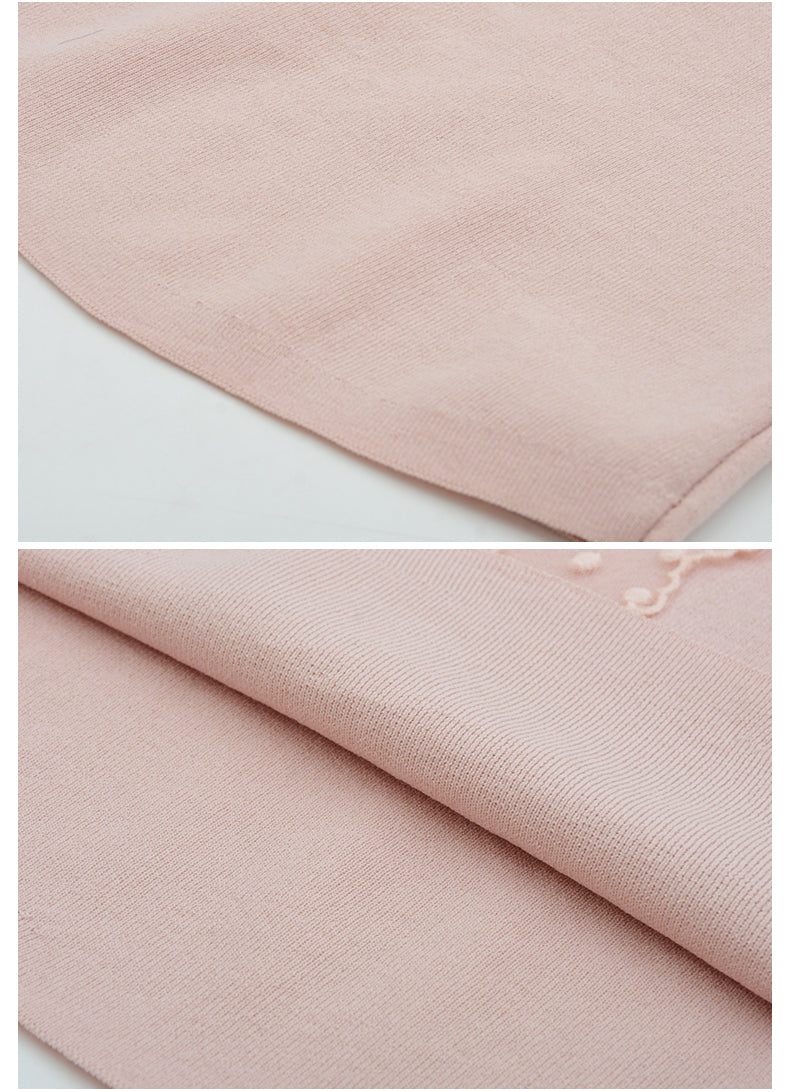 Lace Ribbon-Tie Short-Sleeve Knit Top