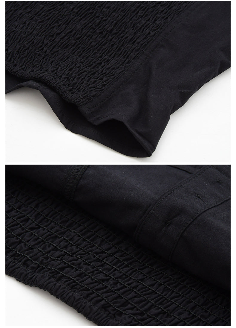 Puff-Sleeve Short Blouse With Contrast Bow