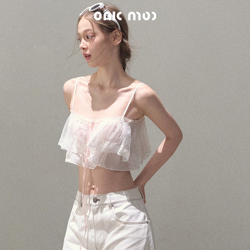 2-Style Cropped Lace Cami Top
