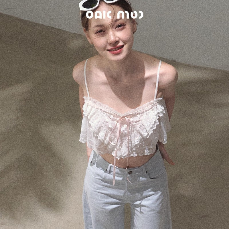 2-Style Cropped Lace Cami Top