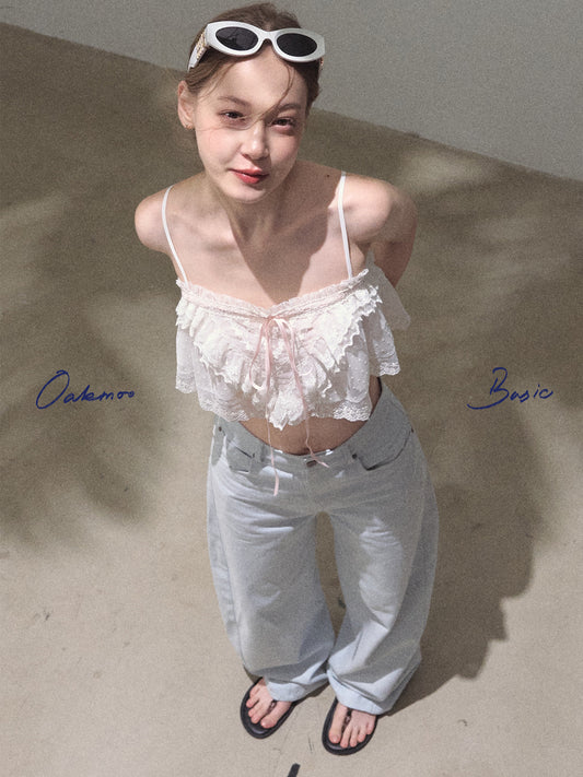 2-Style Cropped Lace Cami Top