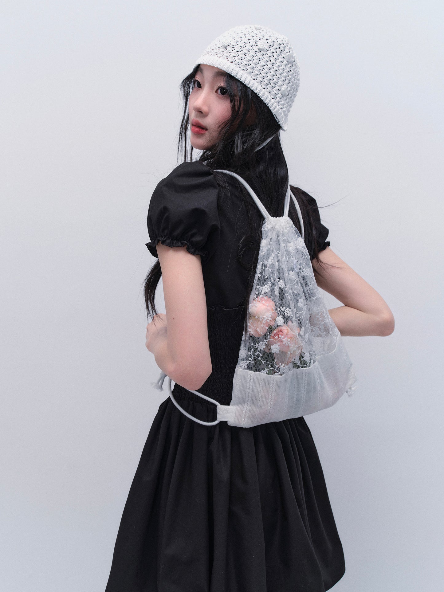 Smocked Waist Puff Sleeve Airy Shirt Dress