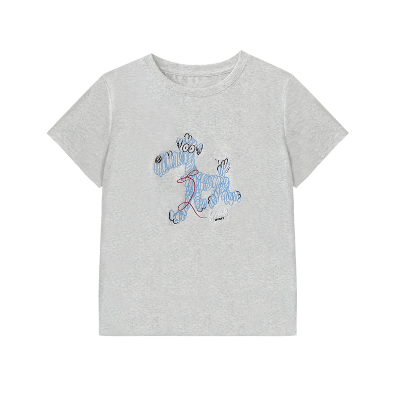 Puppy Embroidered Cotton T-Shirt