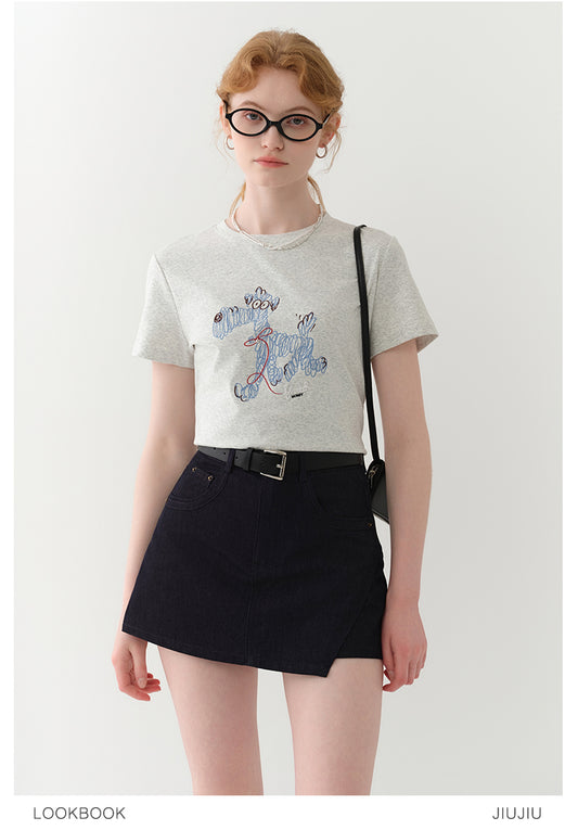 Puppy Embroidered Cotton T-Shirt