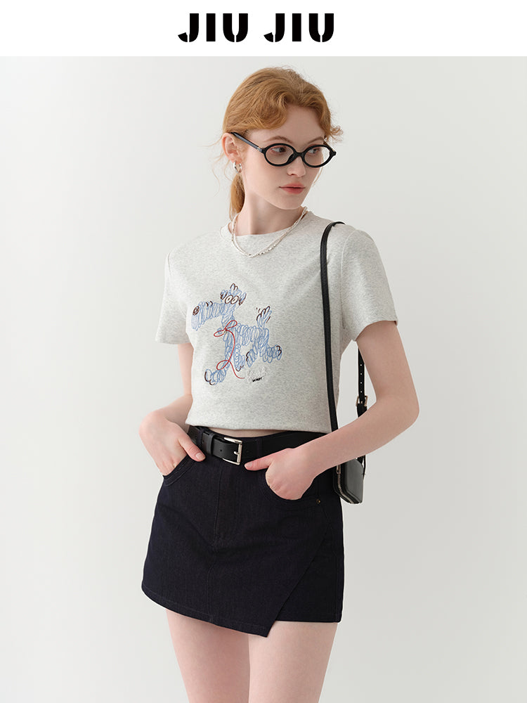 Puppy Embroidered Cotton T-Shirt