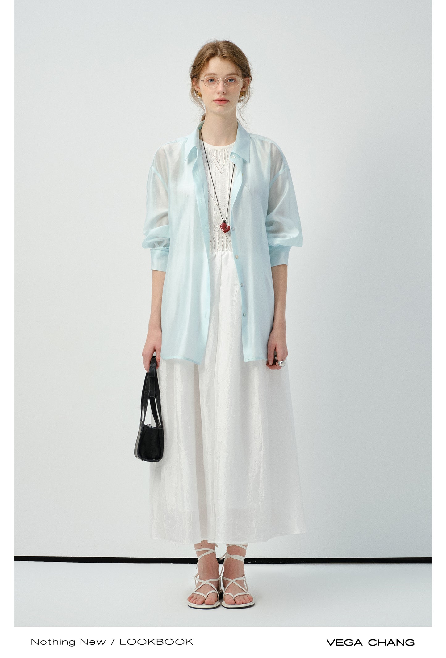 Sheer Side-Tie Shirt With 3/4 Sleeves