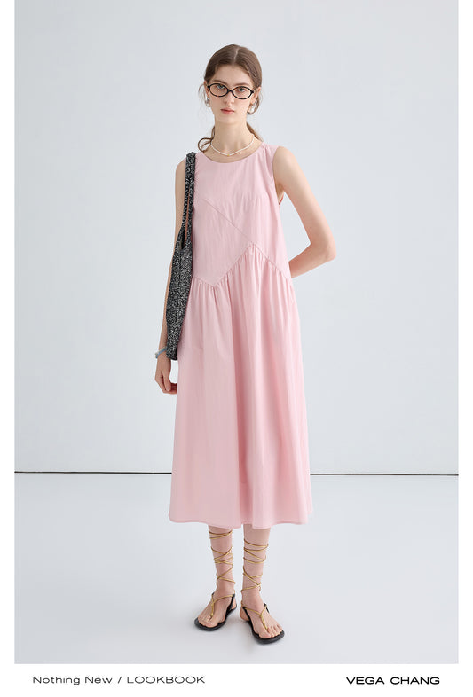 Asymmetrical Sleeveless Paneled Minimal Dress