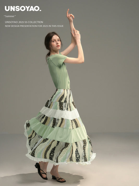 Boho Tassel Top & Patchwork Maxi Skirt