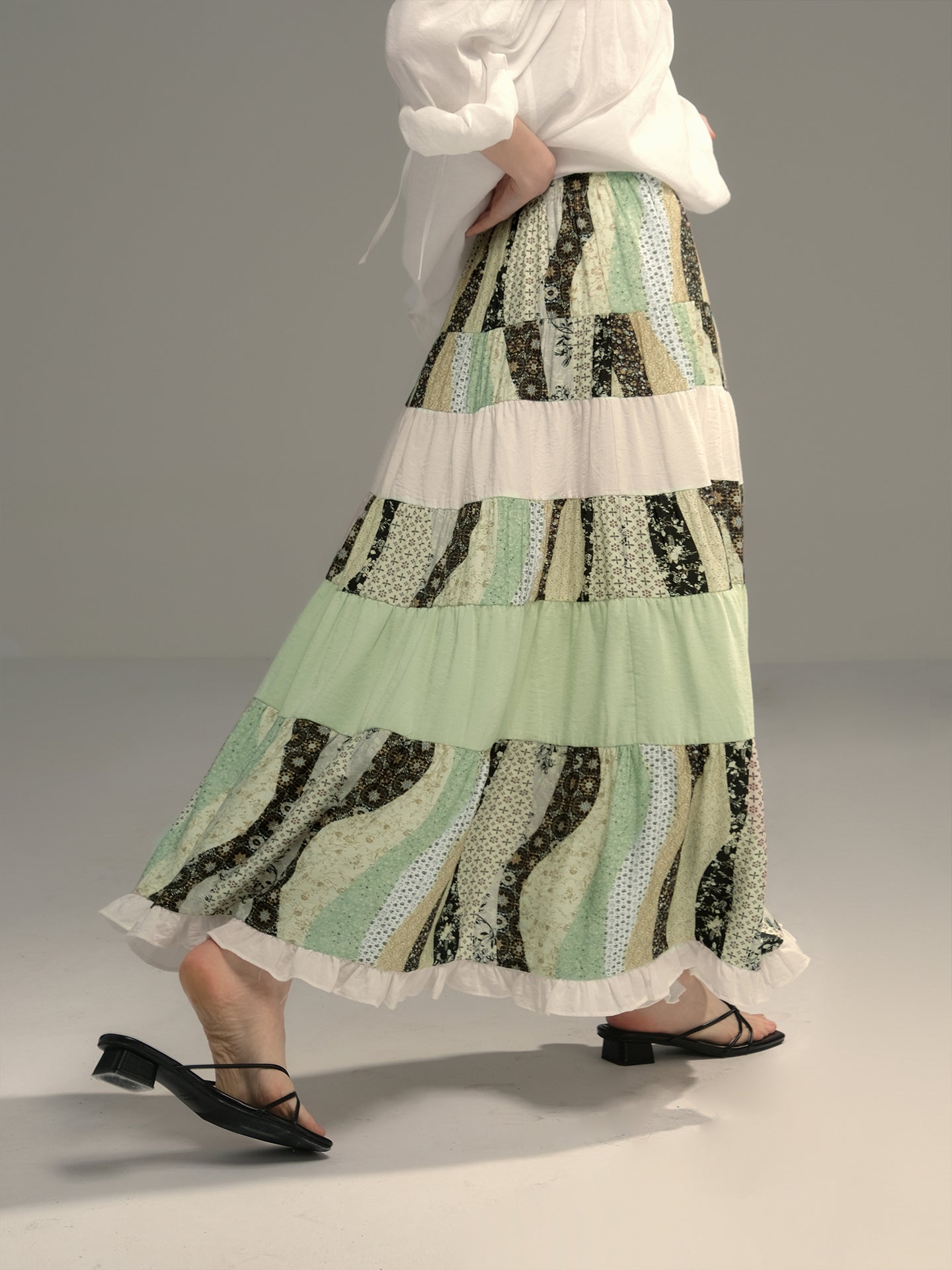 Boho Tassel Top & Patchwork Maxi Skirt