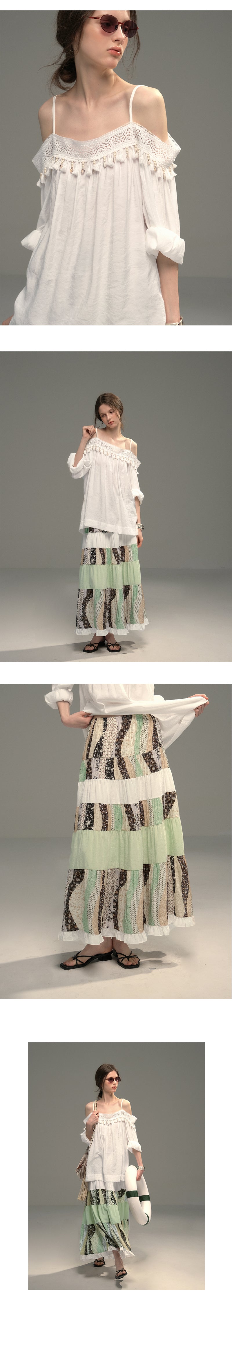 Boho Tassel Top & Patchwork Maxi Skirt