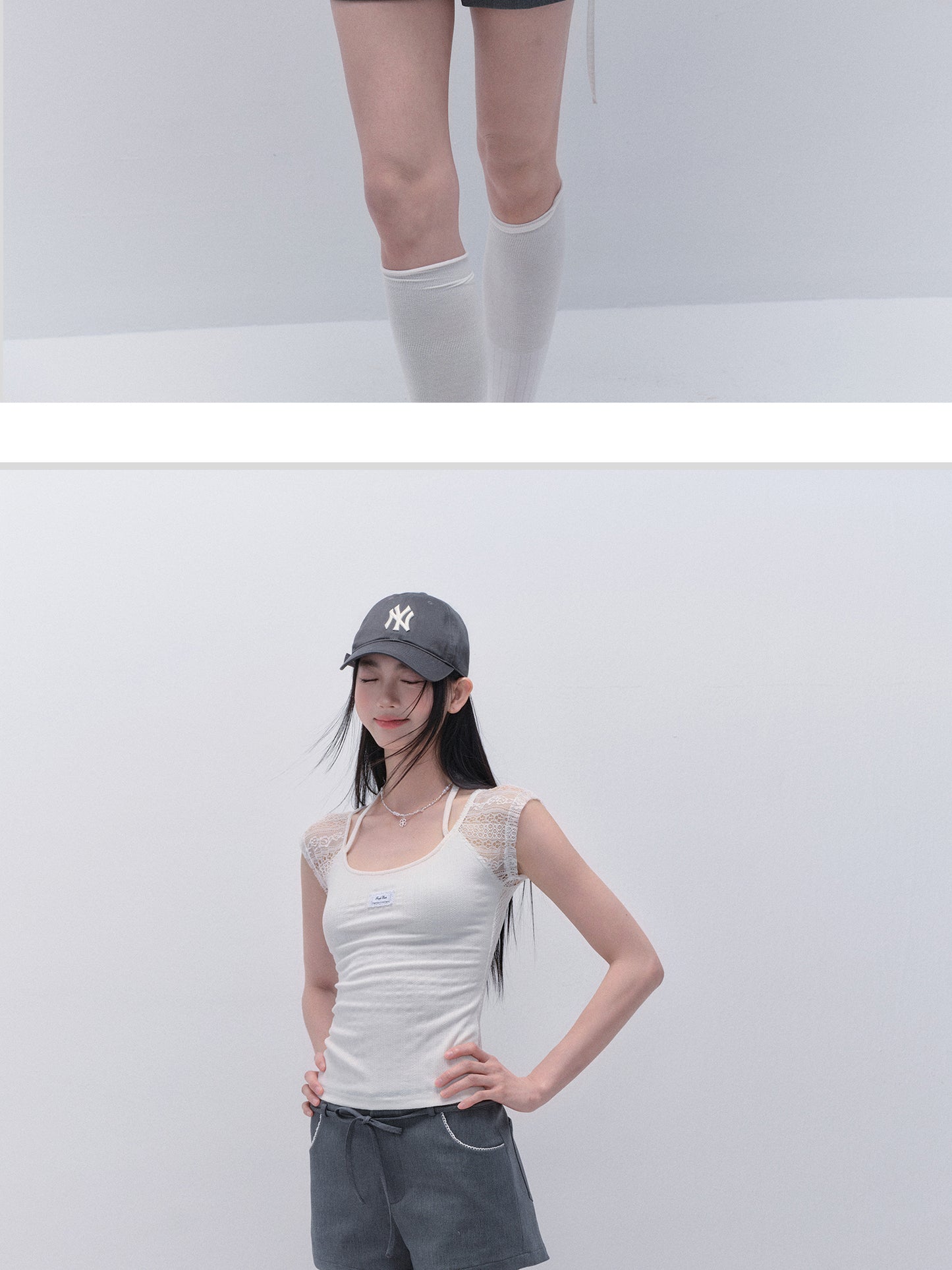 Fitted Lace Top With Cap Sleeves