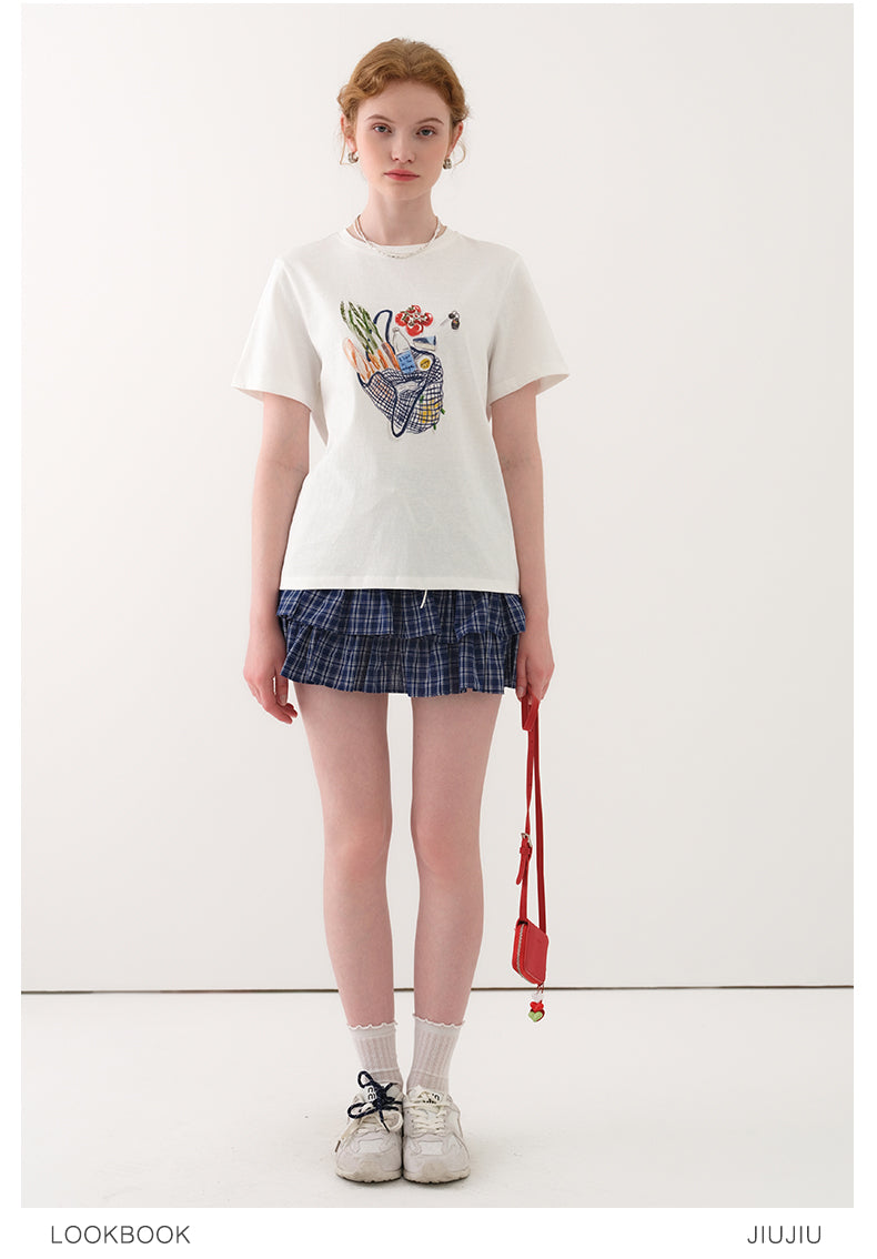 Shopping Bag Illustration Print T-Shirt