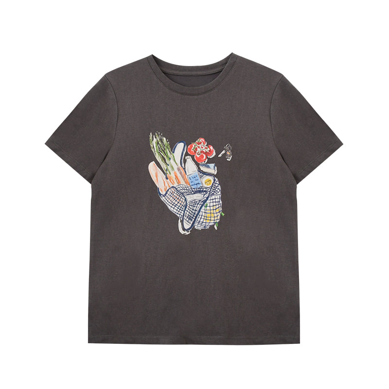 Shopping Bag Illustration Print T-Shirt