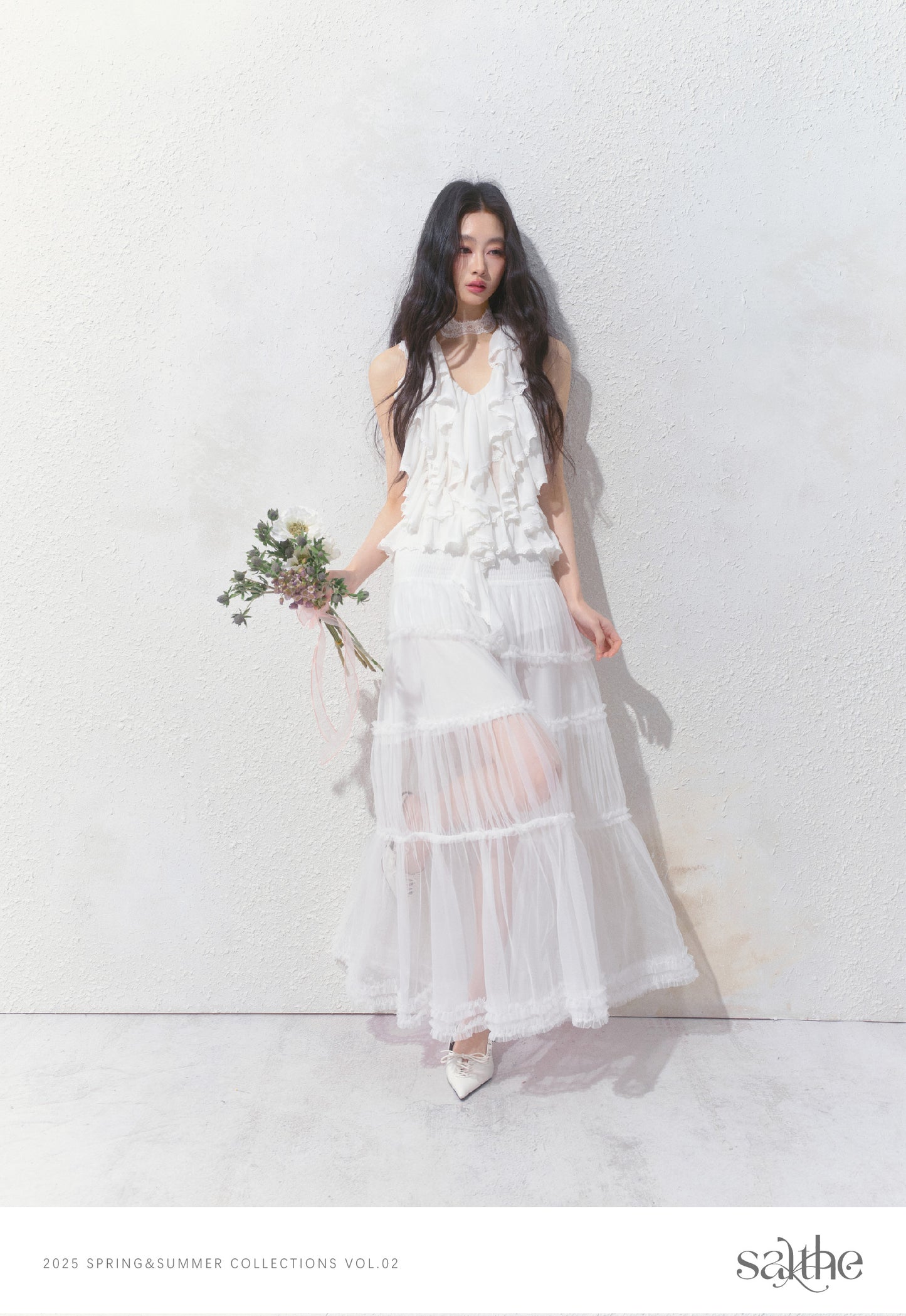 Smocked Waist Maxi Tulle Skirt